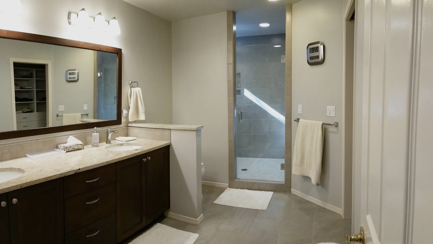 bathroom renovated with beautiful lighting and countertop prescott az
